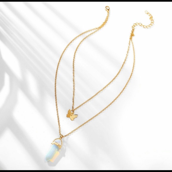 Butterfly Crystal Point Pendant Necklace - Picture 3 of 4